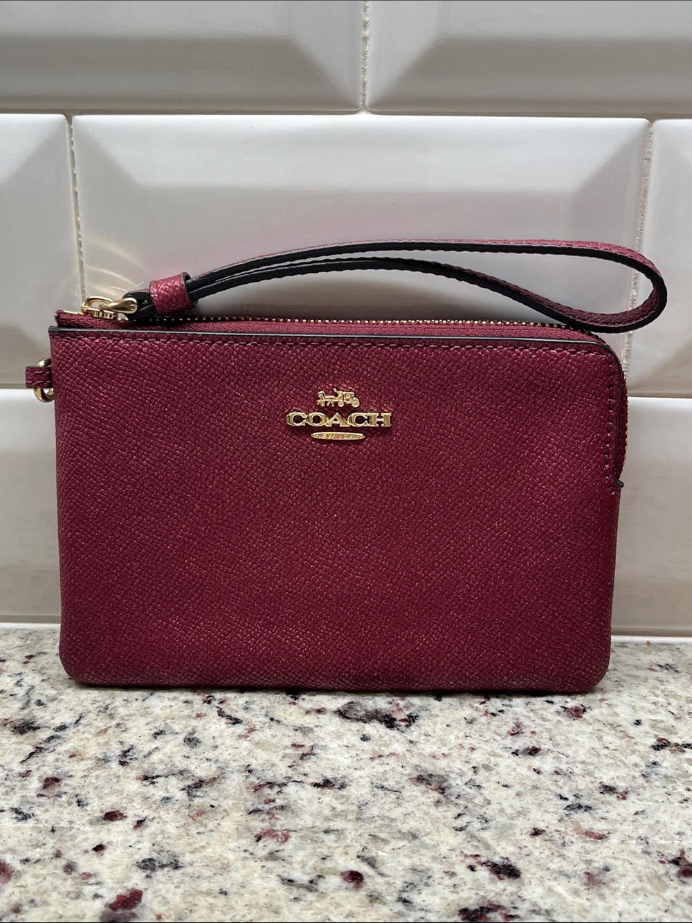 Coach Sparkle Plum Wristlet NWOT